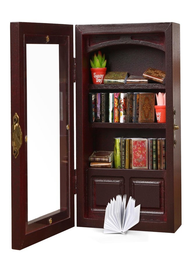 JULEASEL Anxiety Bookshelf with 24 Real Mini Books, Cute Mini Bookshelf for Home Room Office Decor, Miniature Library Gifts for Book Lovers, Unique Xmas Gifts - Image 1